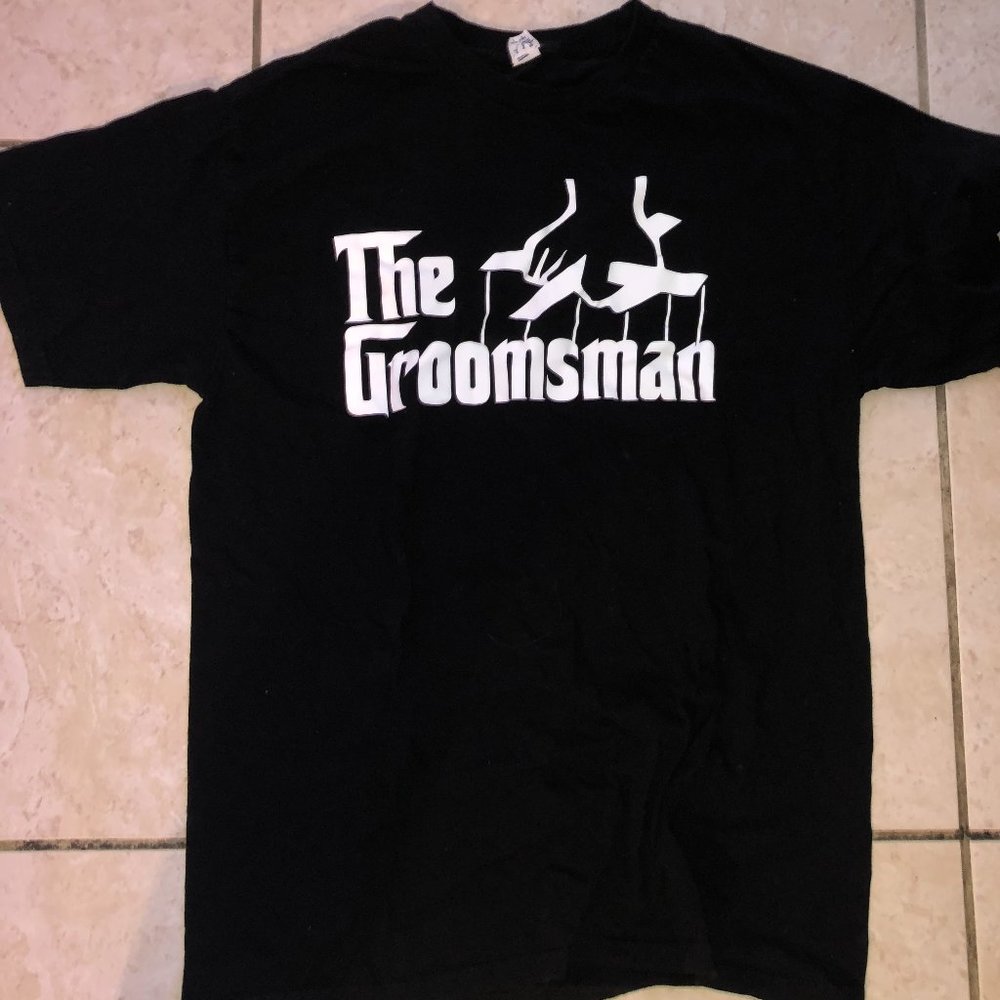 The Groomsman T- Shirt Black Size L Custom Short Sleeve Vintage